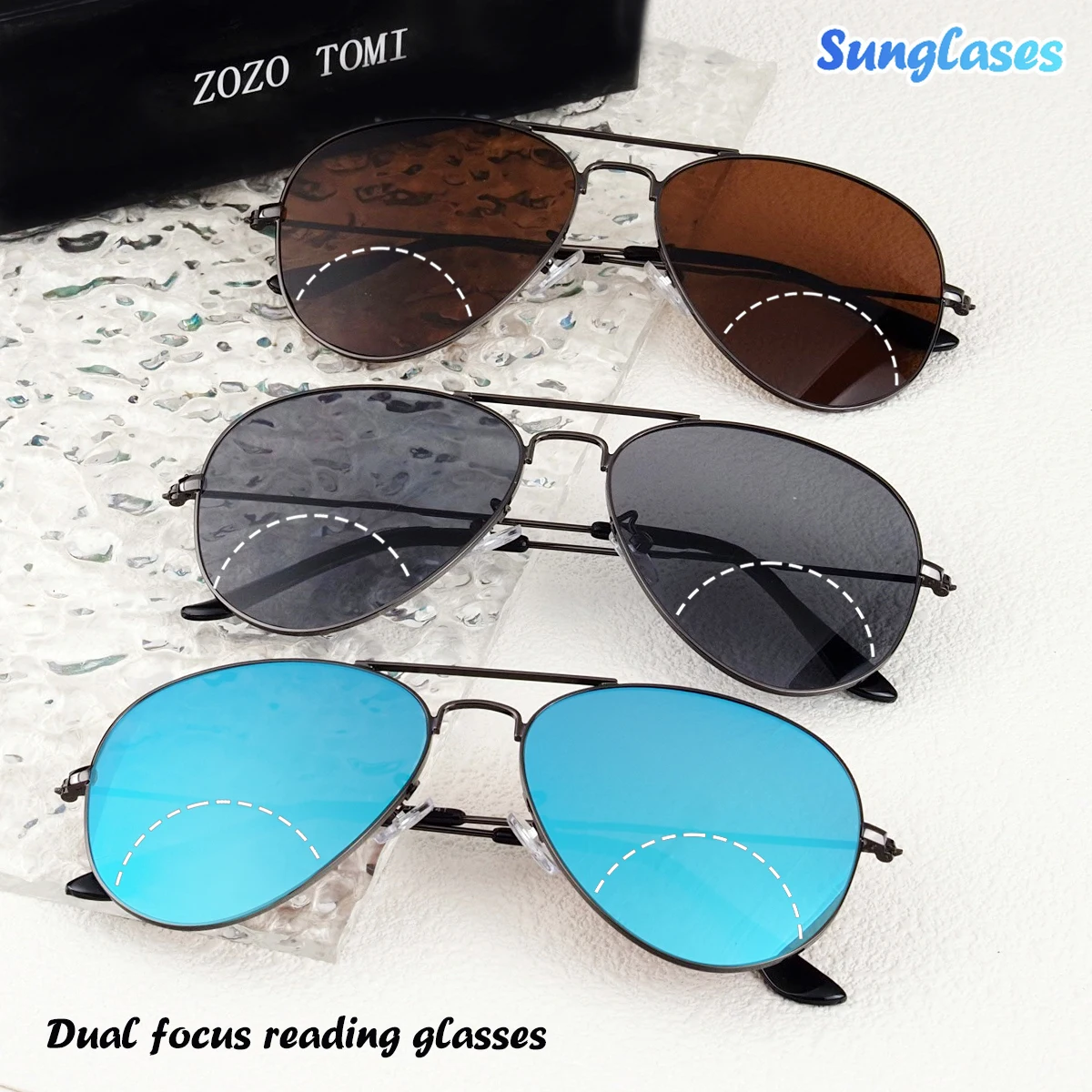 Bifocal Reading Glasses, Retro Metal Frame, Clear Vision from Far and Near, Unisex.