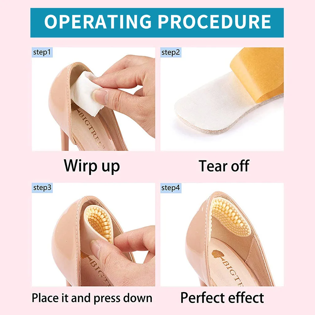 

3 Pairs Heel Stickers Inserts Feet Cushion Silicone Pads Liner Grips 4D Design Self Adhesive for Shoes