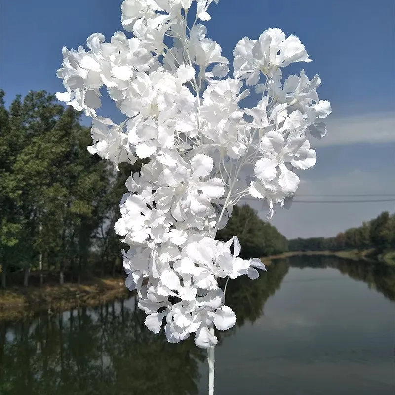 

Factory direct sales simulated flower wedding decoration white stem snow cherry blossom
