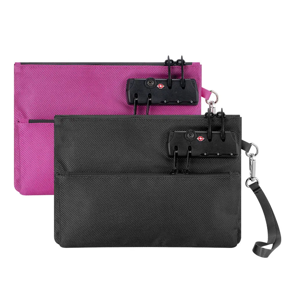Secure Money Bag with Lock 7 x 10 Inches Men Women's Locking Pouch for Cash Wallet Medicine Phone Double Layer Lock Case