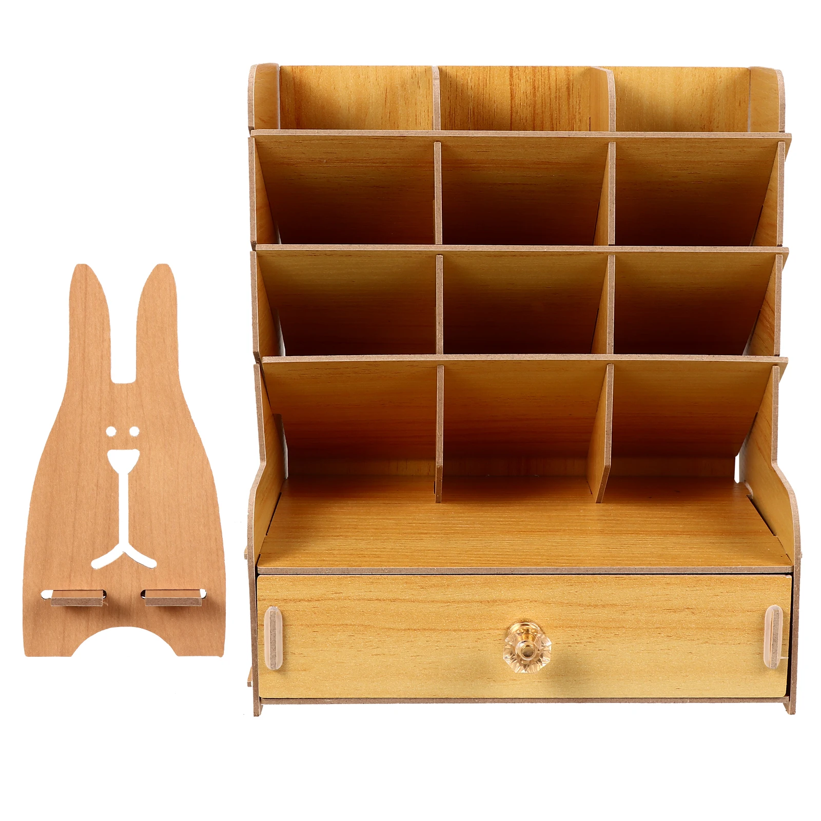 

Wooden Pen Holder Multi Grids Sturdy Lightweight Portable Pencil Container Stationery Organizer Desk Office Supplies