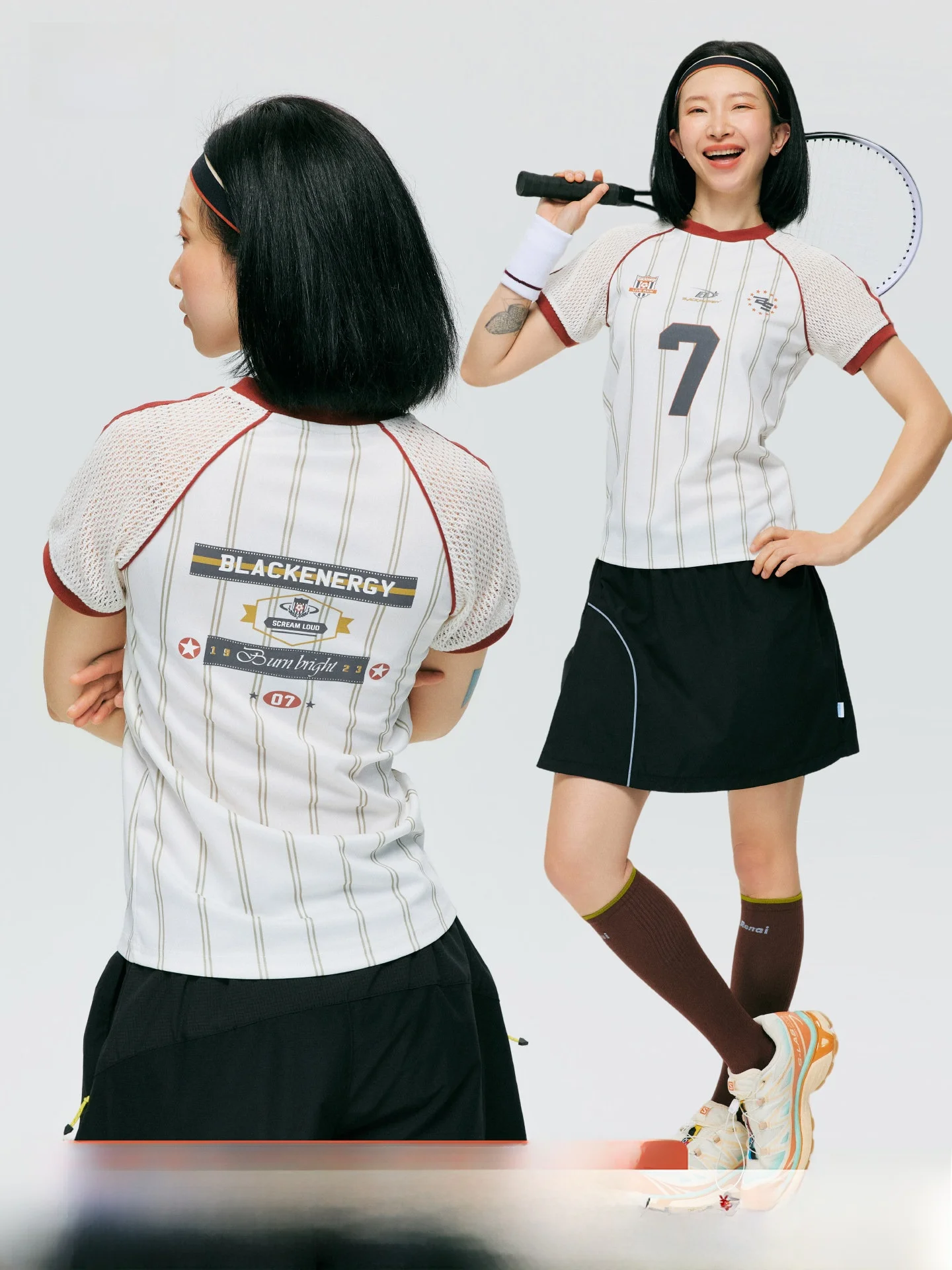

American Retro Striped Women's T-Shirt Summer New Mesh Short Sleeve Sport Style Trendy Top Breathable Comfortable Polyester