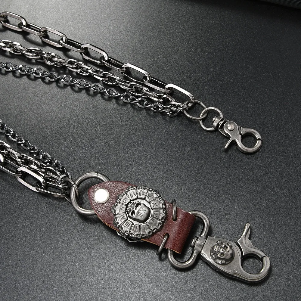 โซ่คล้องกางเกงสไตล์ฮิปฮอปพังก์ ลายหัวกะโหลก หลายชั้น แฟชั่นสตรีท โลหะ  ตกแต่งเอวแบบเฉพาะตัว