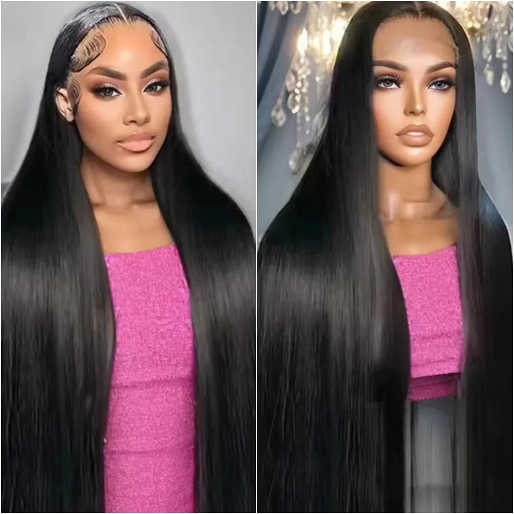 13X6 HD الدانتيل شعر مستعار أمامي 40 بوصة مستقيم 100% باروكة من شعر طبيعي 5x5 غلويليس الدانتيل شعر مستعار برازيلي للنساء يمكن مصبوغ أي لون