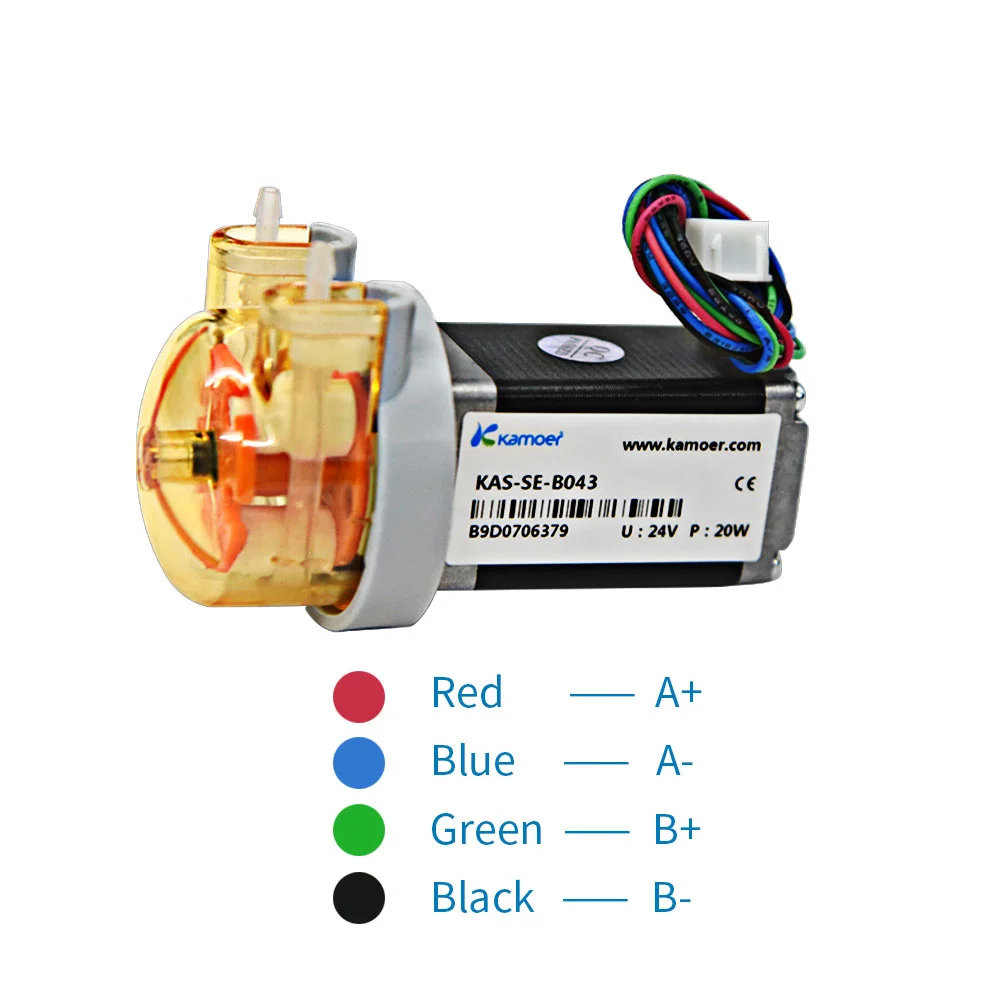 Kamoer 12V/24V KAS Small Peristaltic Dosing Water Pump with Stepper Motor, 3 Rotors Silicone/BPT Tube