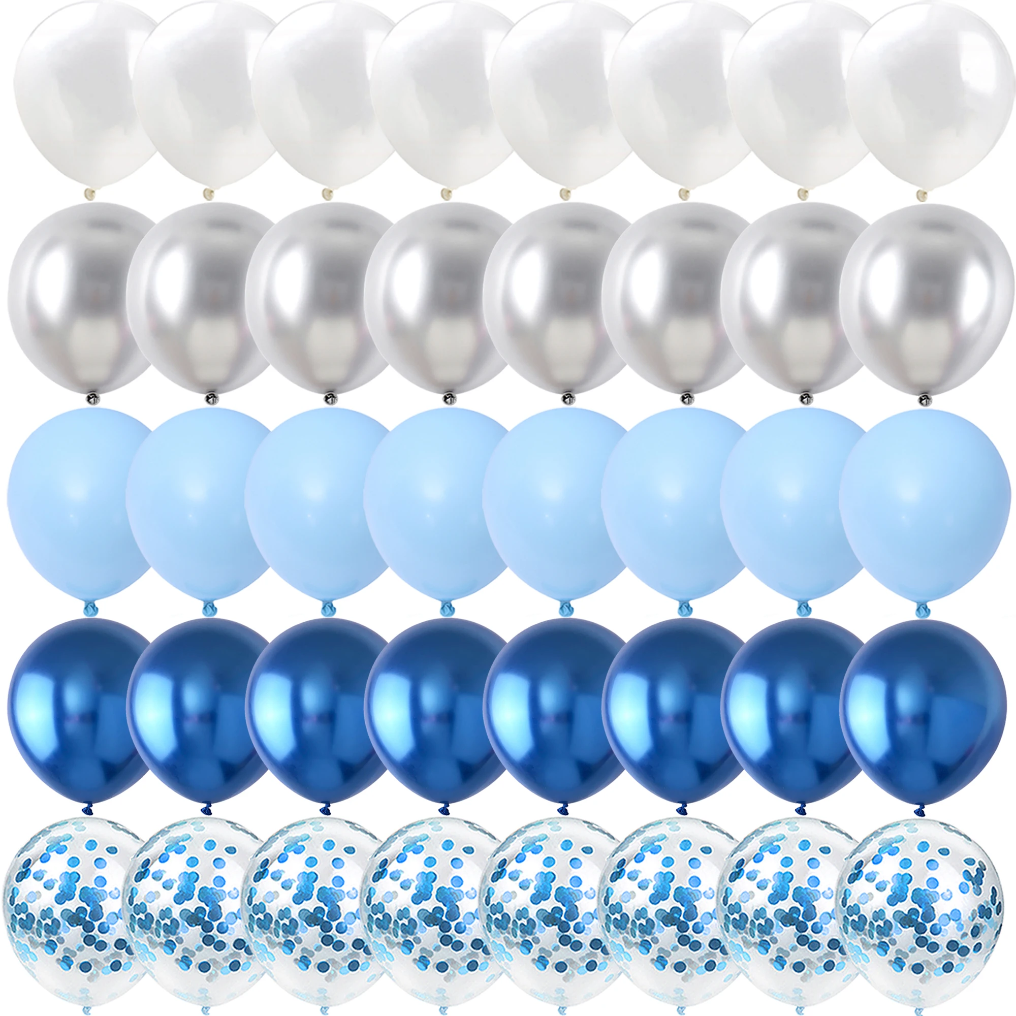 

40PCS Metal blue, silver, white Balloons Gender Reveal Wedding Valentine's Day Baby Shower Birthday Globos Party Decorations