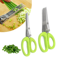 Multi-functional Stainless Steel 3/5 Layer Kitchen Scissors Pepper Shredded Chopped Scallion Cutter Laver Cut Cooking Tool