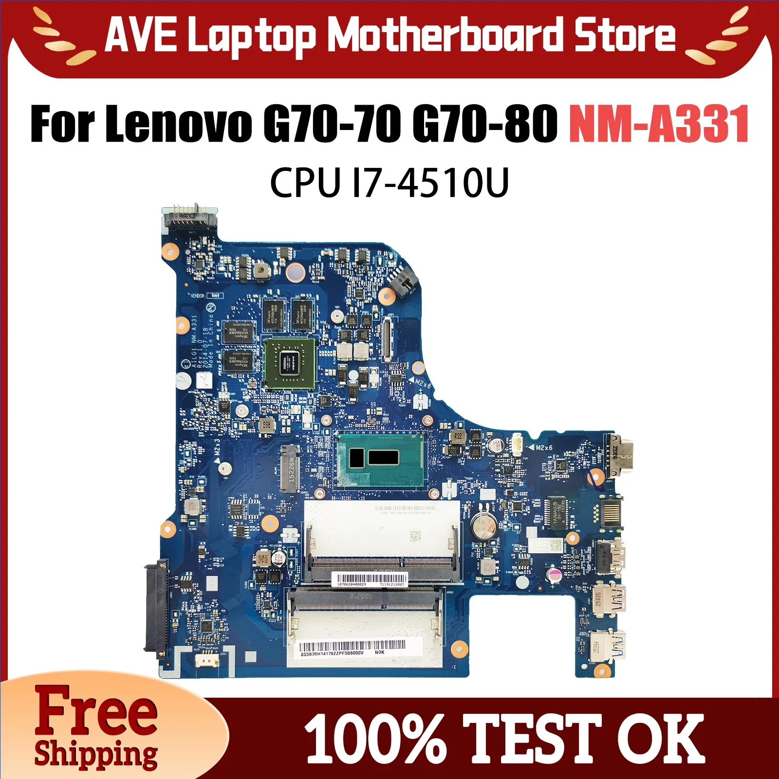 NM-A331 Mainboard For Lenovo G70-70 G70-80 Laptop Motherboard With I7-4510U V2G GPU DDR3 5B20H70756 5B20H70694