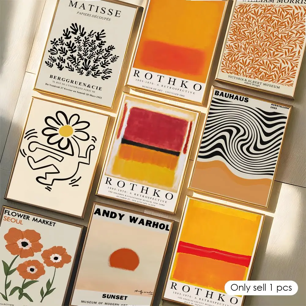 Y-Yayoi K-Kusama Orange Matisse Mark Rothko Poster Sticker For Living Room  Bar Home Decor Mural Painting Decoration