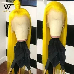 Websterwigs Synthetic Lace Front Wig Yellow Straight Long For Black Women With Baby Hair Heat Resistant Soft Daily Use Wigs
