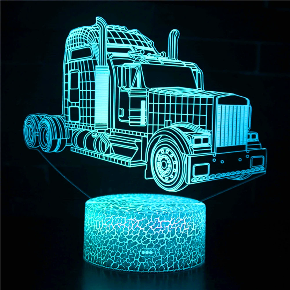 Nighdn Truck 3D Bedside Lamp Illusion Night Light 7 Colors Changing Kids Bedroom Décor Birthday Gift Present for Boy Men Baby