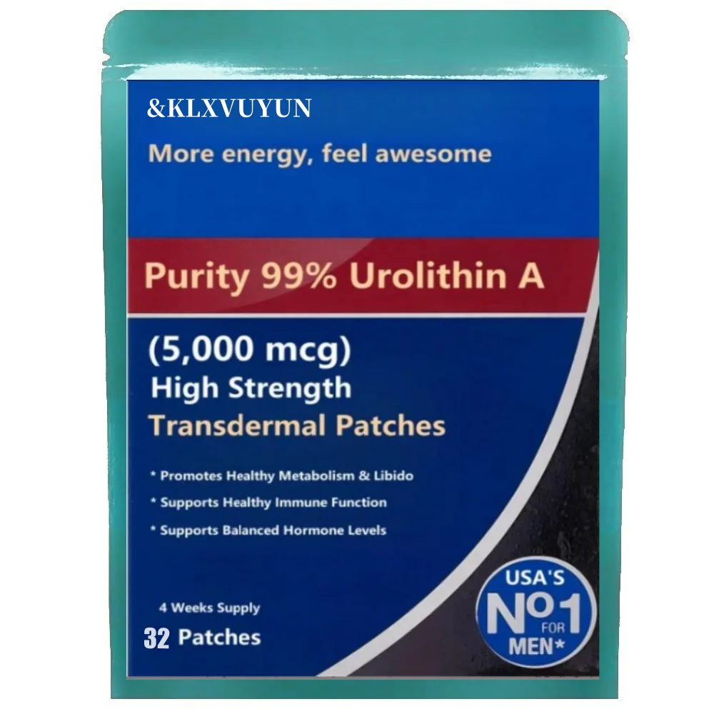 Urolithin A ความบริสุทธิ์ 99% - 5,000 mcg (ความแข็งแรงสูง) สูตรอายุเพื่อสุขภาพ - แผ่นแปะผ่านผิวหนัง แพทช์ผลิตในสหรัฐอเมริกา 32 แผ่นแปะ