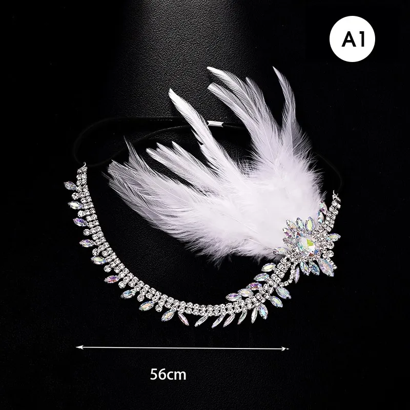 

1920s Flapper Headpiece Feather Headband Rhinestone Gatsby Party Headpiece Gorgeous Vintage Party Outfit Diamond Headband