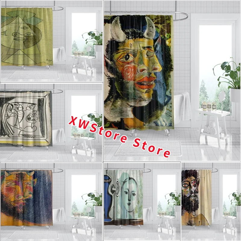 New style Picasso Abstract Line Shower Curtain TOILET Partition Curtain No Punching Thickened Blocking Curtain blackout curtain