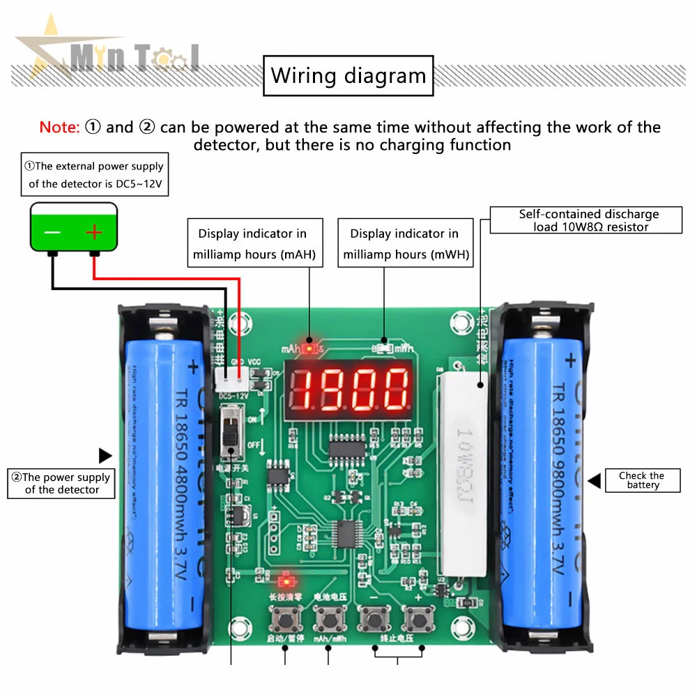 XH-M240/XH-M239/wyświetlacz LCD typu C Tester pojemności baterii MAh MWh 18650 bateria litowa cyfrowy pomiar baterii litowej