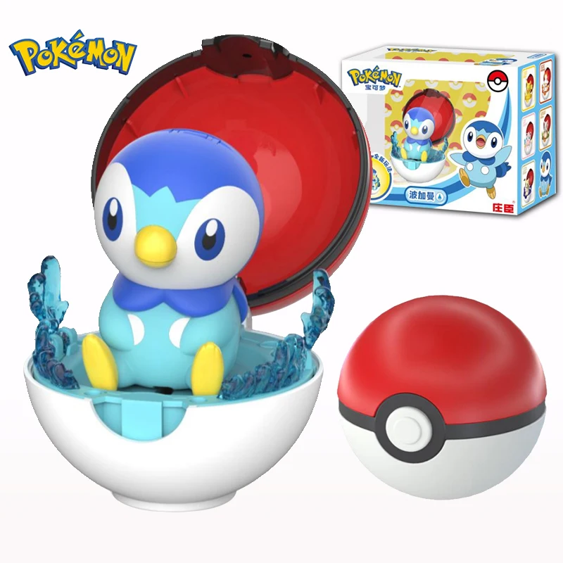 Original Pokemon Piplup Figure Pikachu Bulbasaur Eevee Charmander Meowth Squirtle transform elf ball Pokeball children Toy gift