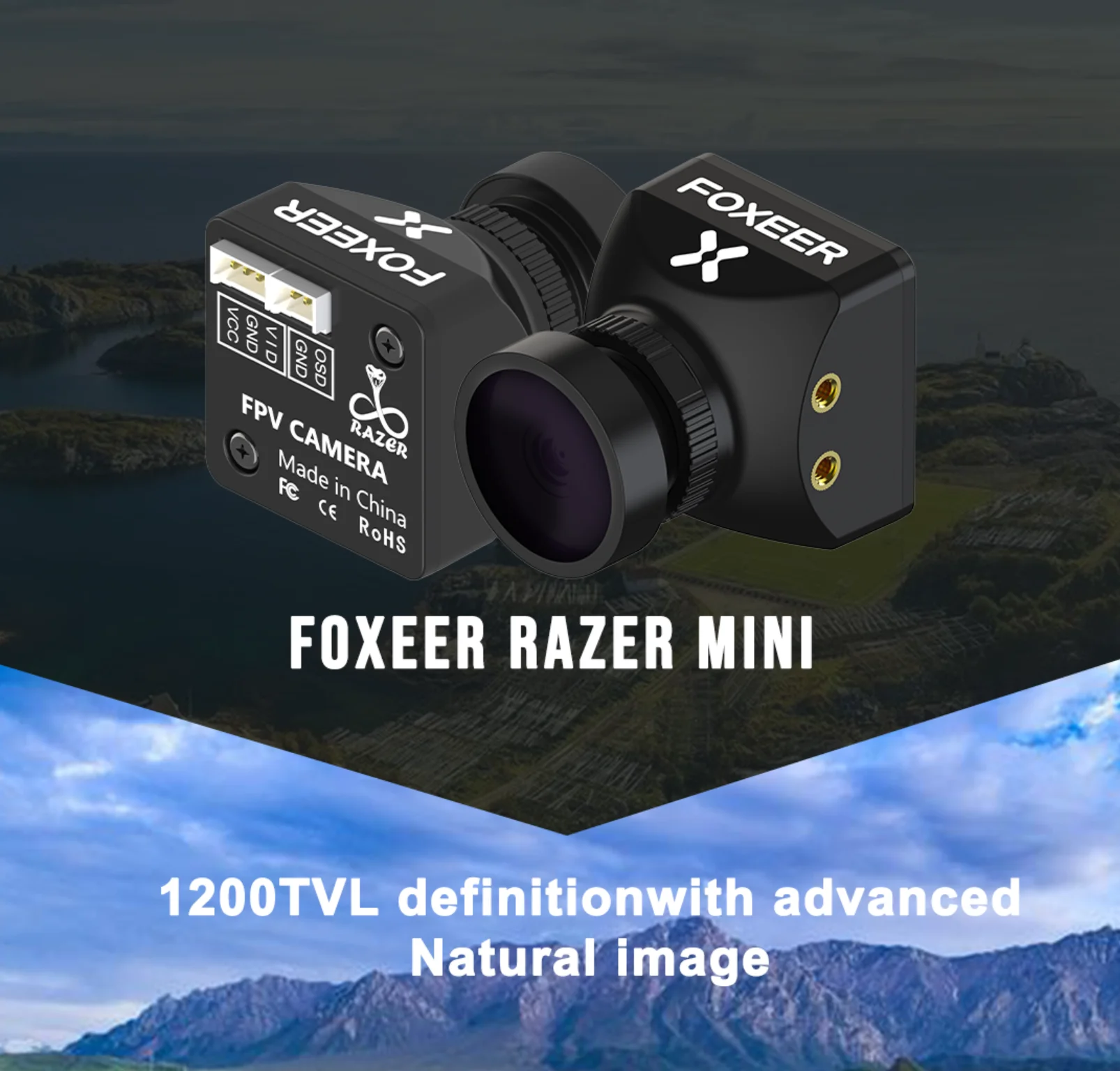 

Foxeer Razer Mini 2,1 мм PAL 4:3 FPV камера с экранным меню 4,5-25 В для моделей FPV RC MAK4 Long Range Drone Prop Part