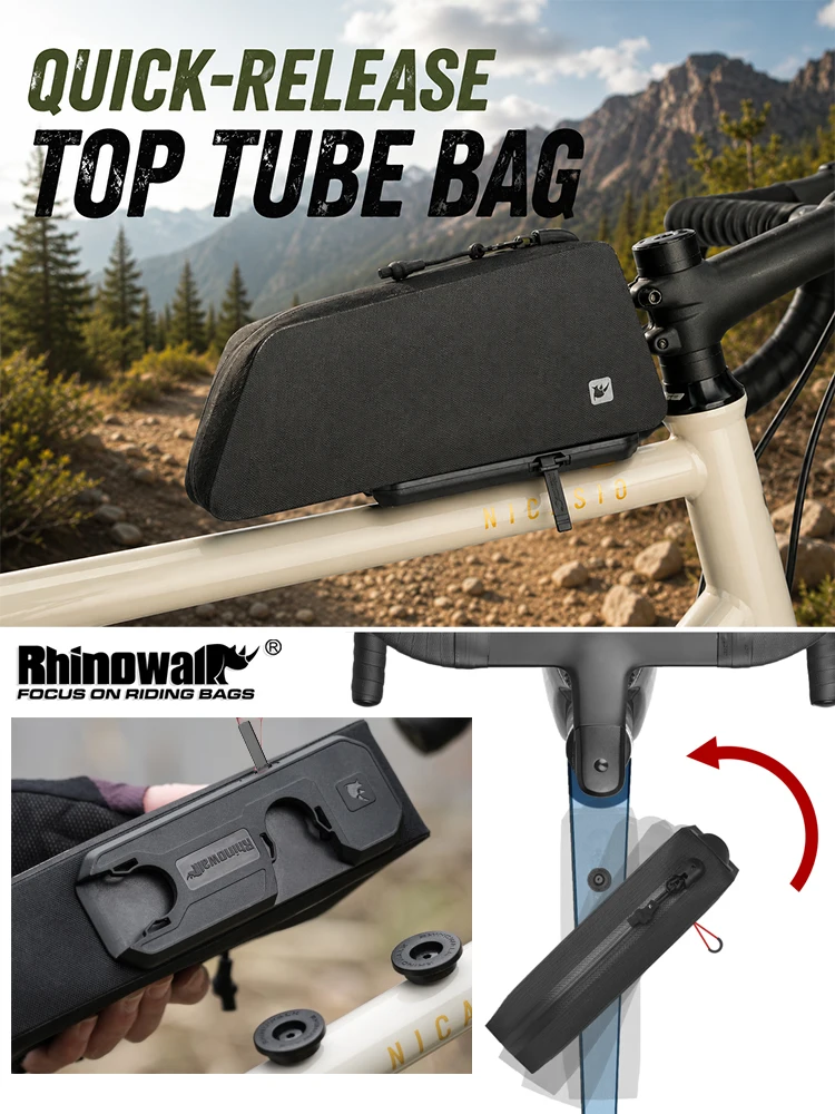

Rhinowalk Bike Top Tube Bag Quick Release Waterproof Bike Frame Pack Hard Shell Cycling Front Storage Bag for MTB Road Bicycle