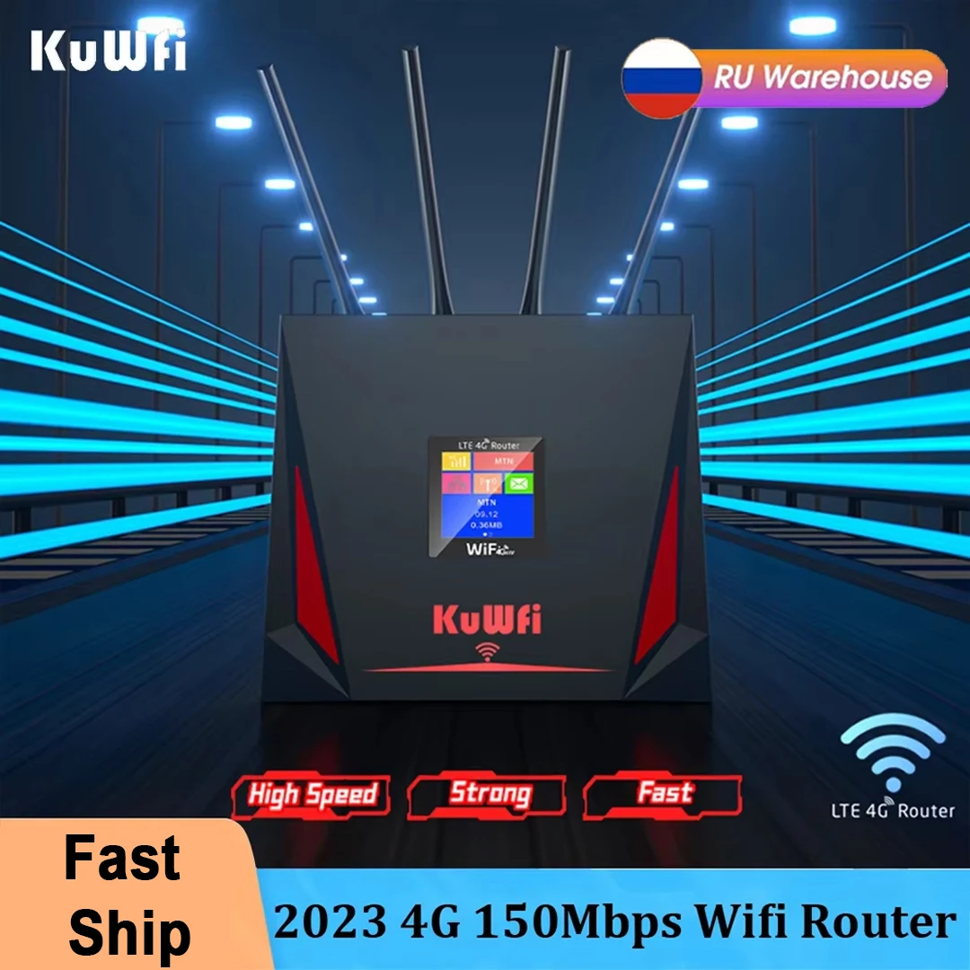 KuWFi 4G WiFi Router 300Mbps Wireless WiFi Router SIM Card Slot Rj45 Broadband Router LTE 4G Wireless Router Hotspot Coverage