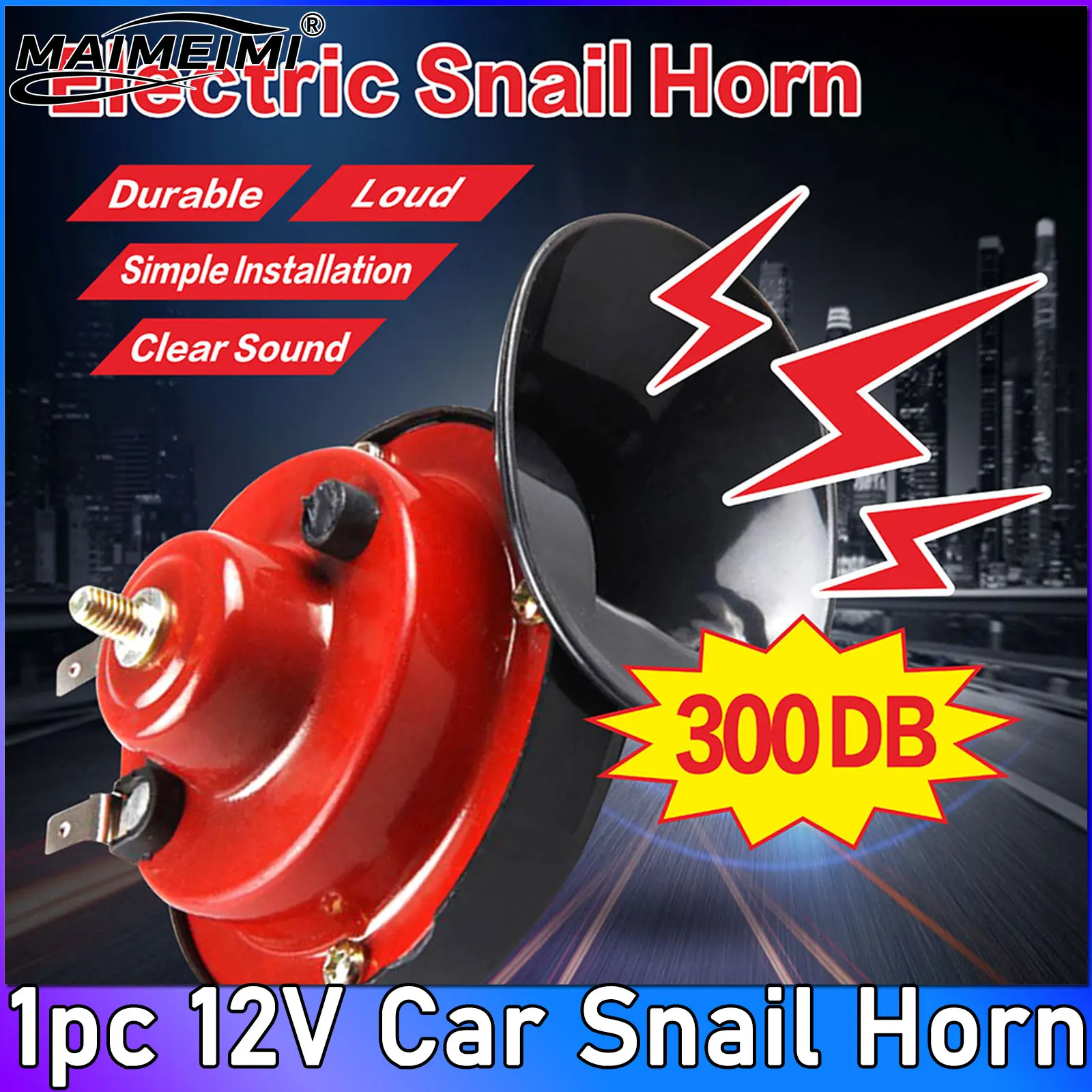 

1pc 12V Car Snail Electric Air Horn Marine Boat Loud Alarm Kit Motorcycle Car Horn Loud Signal 300DB Super Loud Train Horns