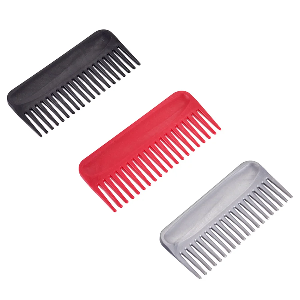 3 قطع من أمشاط بلاستيكية خفيفة الوزن ذات أسنان واسعة للاستخدام المنزلي في الصالونات، مشط شعر مستقيم مجعد لفك تشابك الشعر من البلاستيك #3