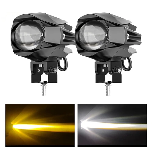 Foco de pájaro de agua para motocicleta, vehículo eléctrico, luz modificada Universal, LED amarillo y blanco, faros de doble Color