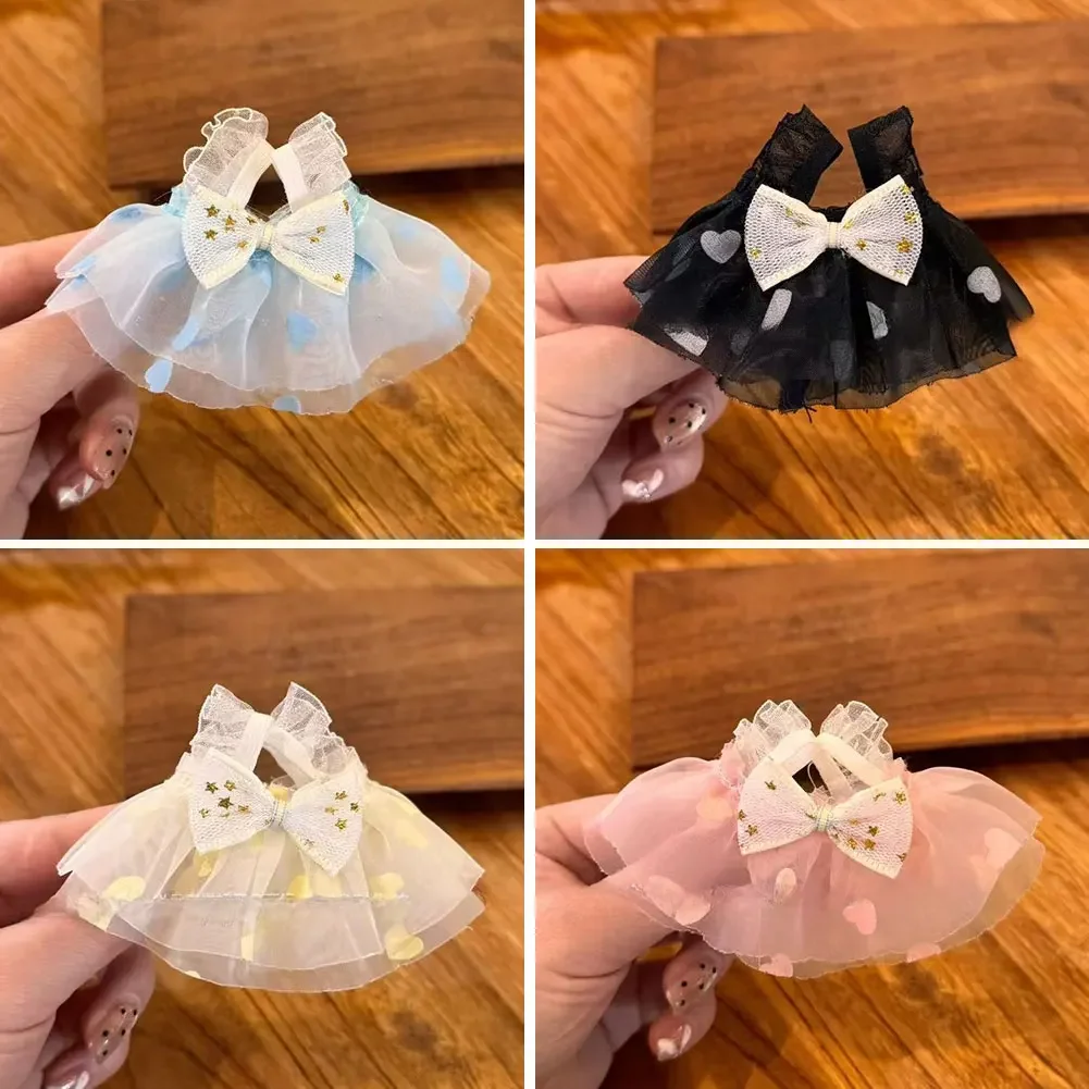 Doll Clothes Accessories for 17cm Labubu Doll Cute Yarn Skirt/Necklace /Hair Ornaments Kits Doll Dress Up 3pcs/set