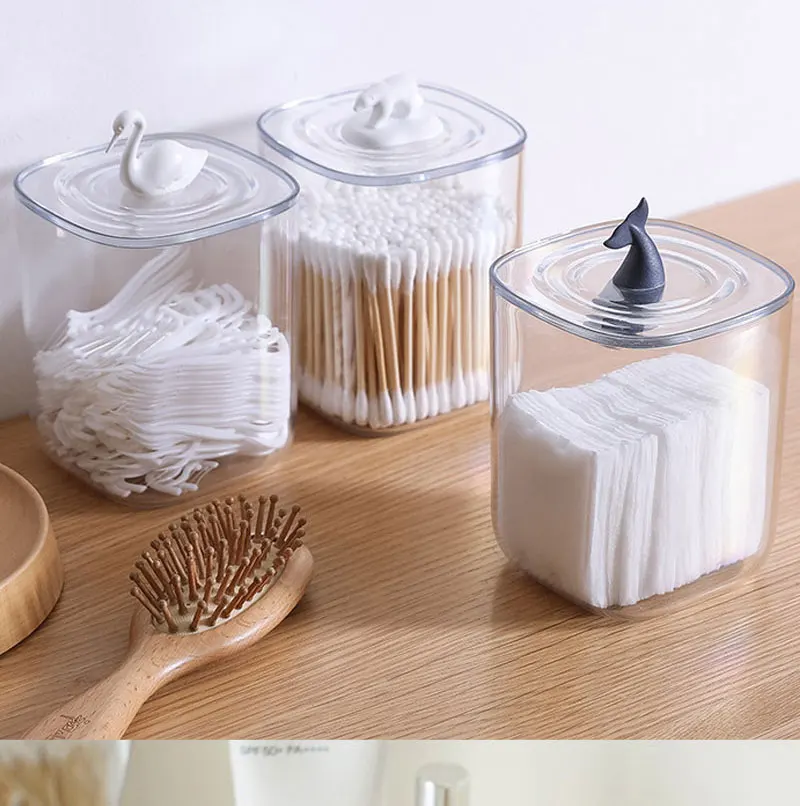 Eisbär Wal Schreibtisch-Aufbewahrungsbox mit Abdeckung, staubdicht, transparente Baumwolle, Kosmetik-Baumwoll-Aufbewahrung, Schlafzimmer-Organizer, Kanister – Detail 3