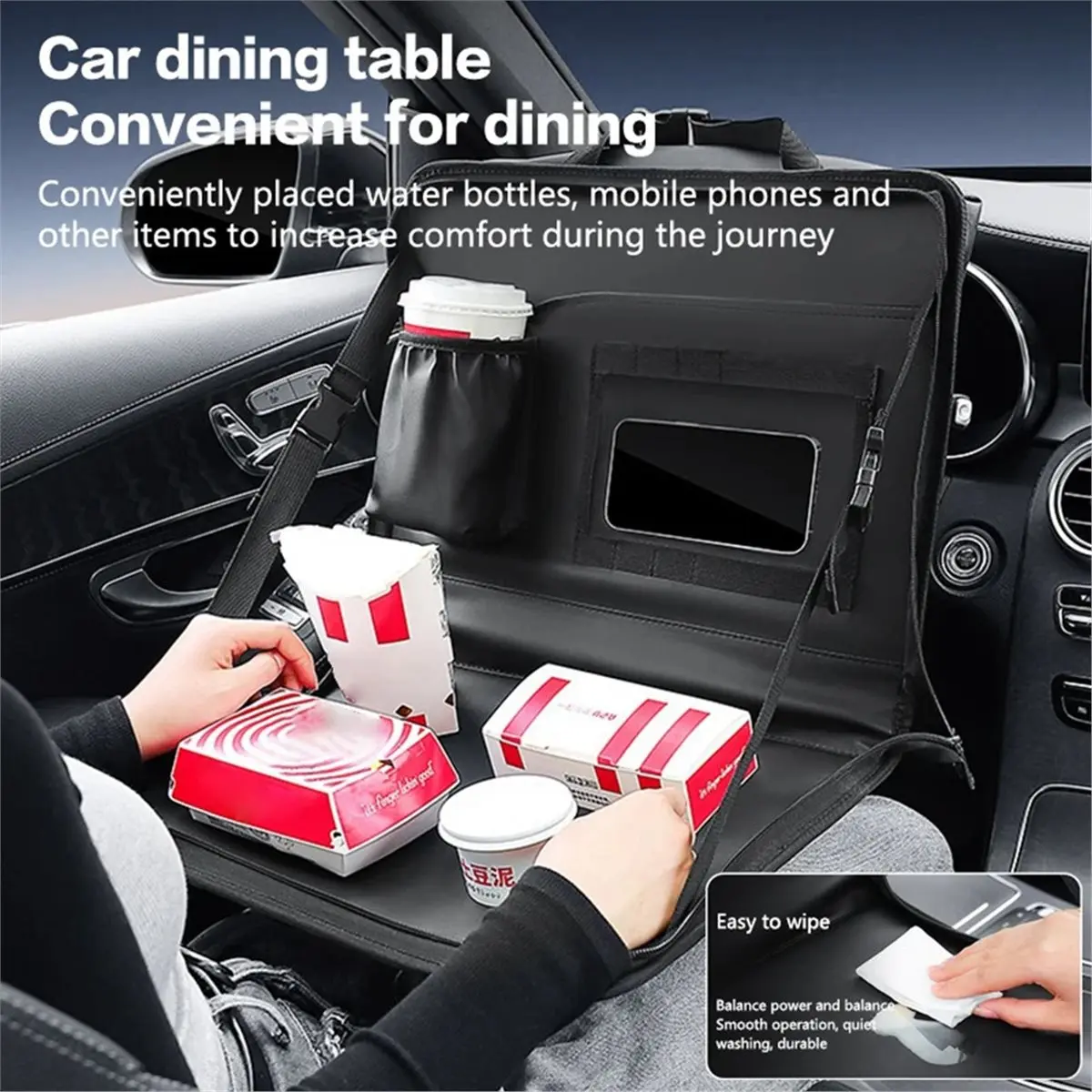 [value-pack]multifunctional-car-steering-wheel-dining-table-pu-leather-seat-back-stand-with-notebook-stand-car-accessories