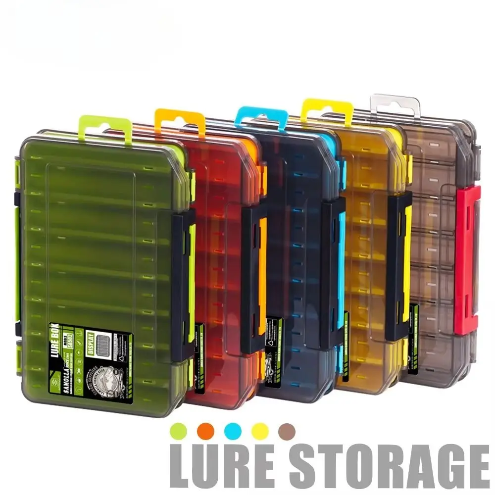 Plastic Fishing Tackle Box Double Sided 12 Compartments Fishing Gear Organiser Fishing Accessories Fishing Tool