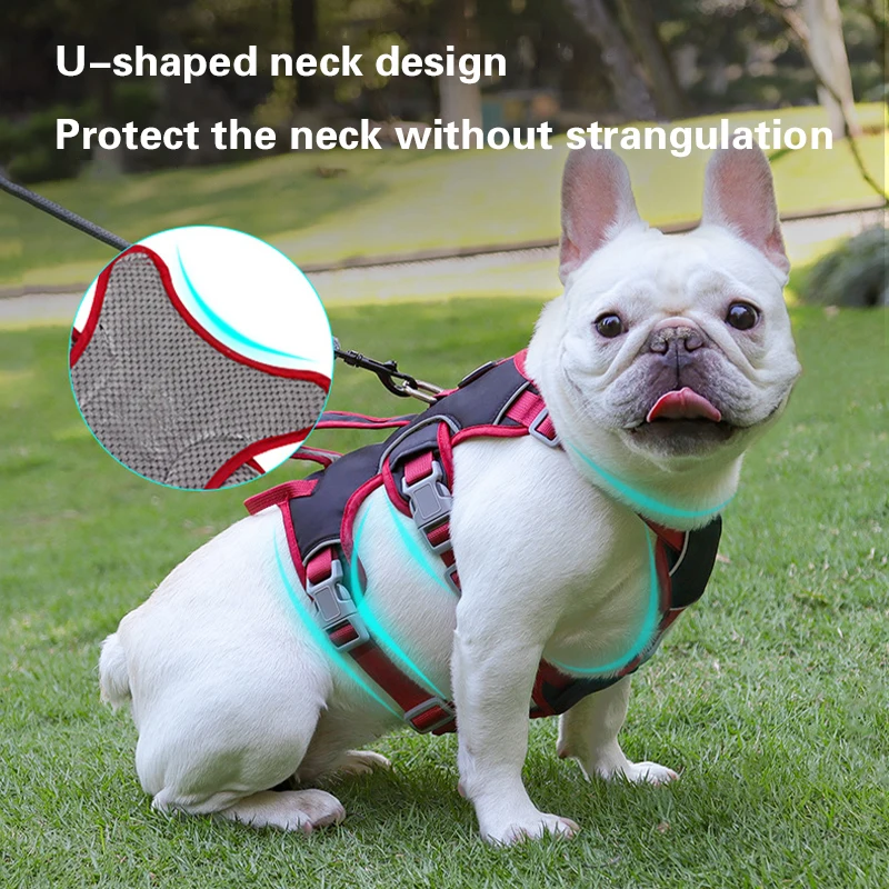 Shock-absorption Dog Harness Vest Adjustable Reflective Harness For Medium Dogs French Bulldog Walking Chest Strap Pet Supplies