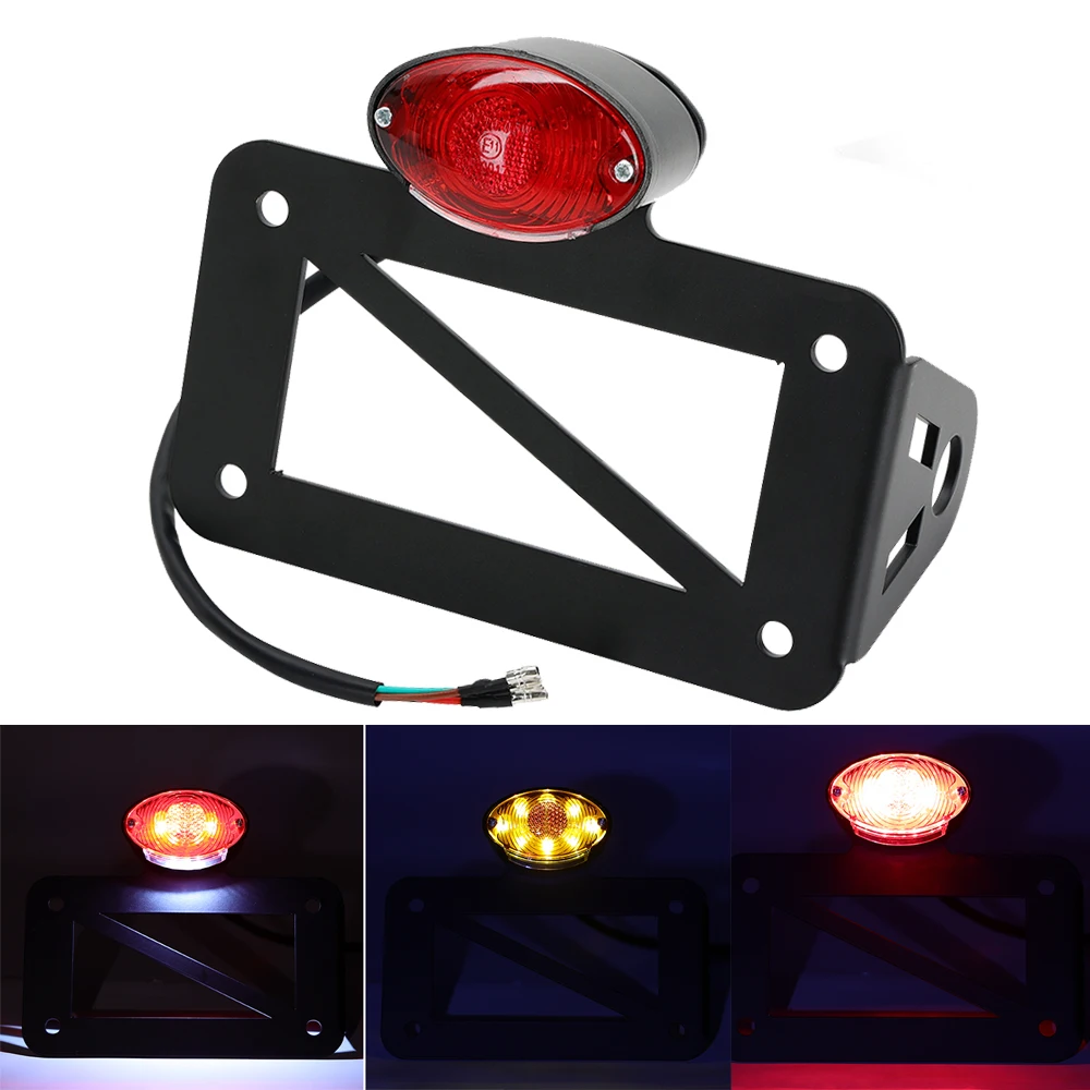 

Motorcycle Number License Plate Bracket with LED Brake Light Turn Signal Light Universal Side Mount License Plate Holder Parts