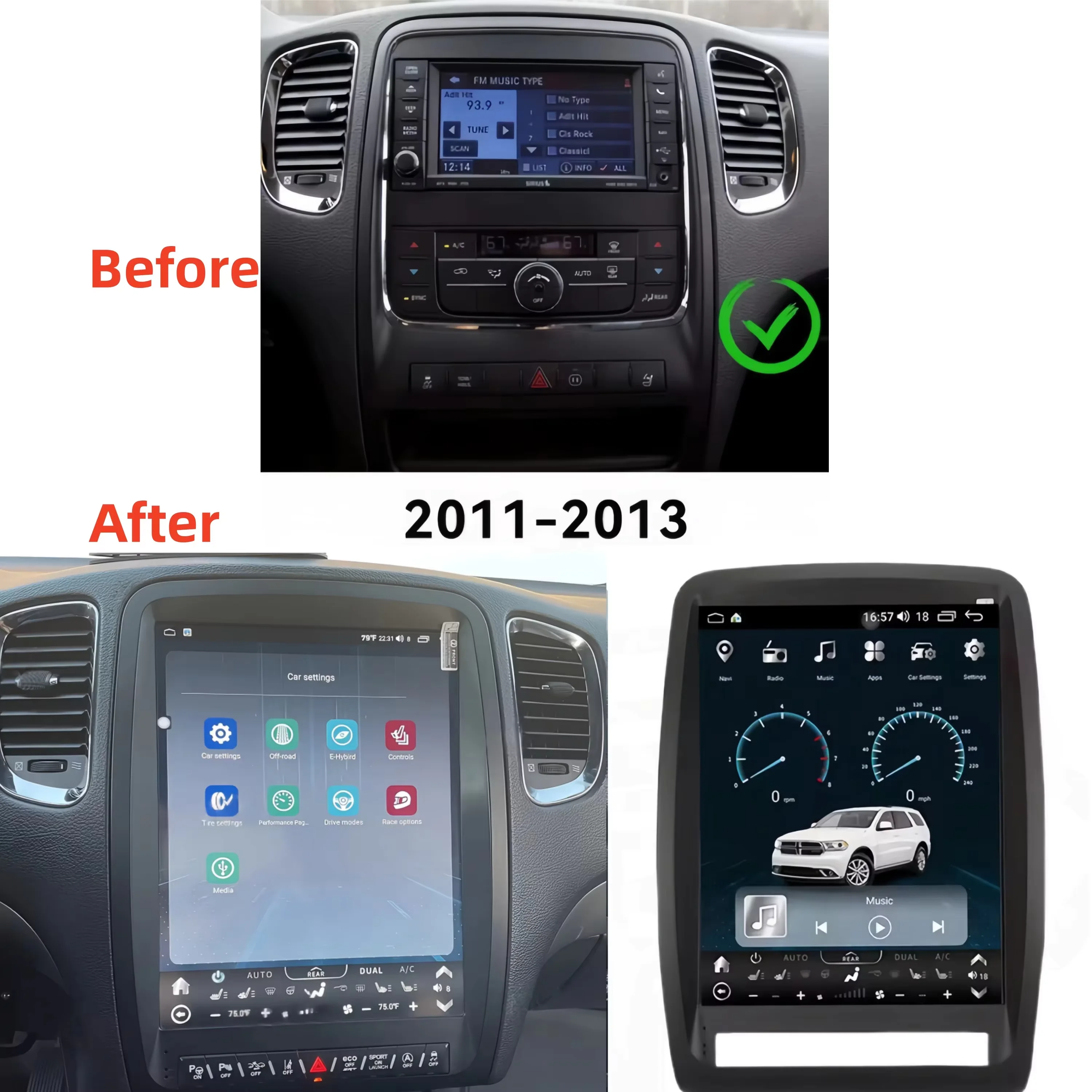 12.1 Inch Multimedia For Dodge Durango 2011-2020 Android Display GPS Navigation CarPlay Car Radio HD Touch Screen Stereo Auto He