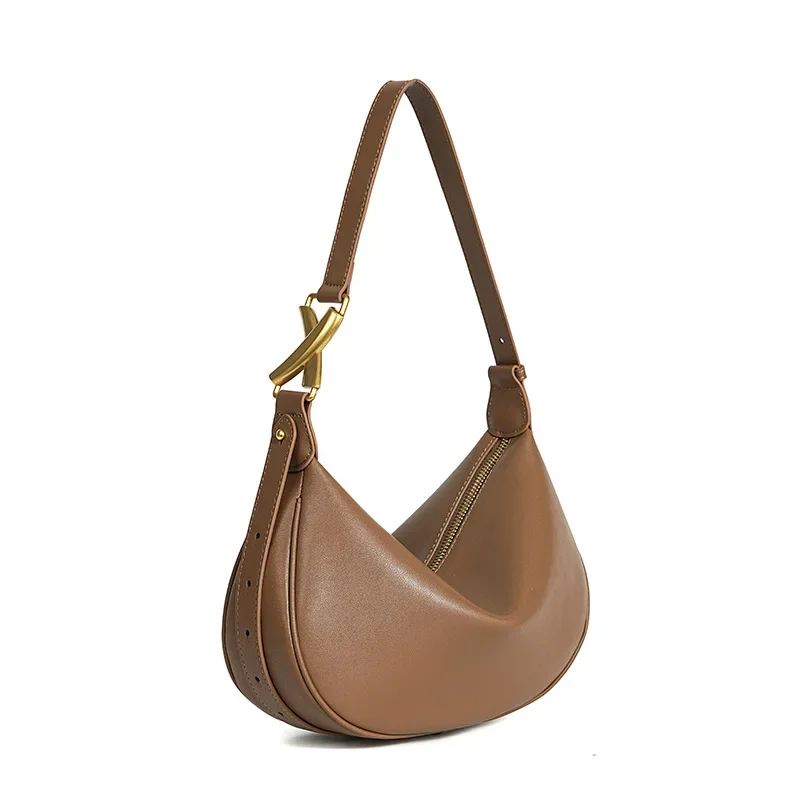 High Quality Genuine Leather Women Single Strap Shoulder Dumpling Hobo Bag Large Capacity Female Underarm Handbag Ladies Purse