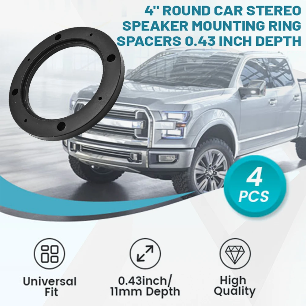 4 Pieces Black Plastic 4 Inch Car Speaker Spacer Universal Mounting Plate Hollow