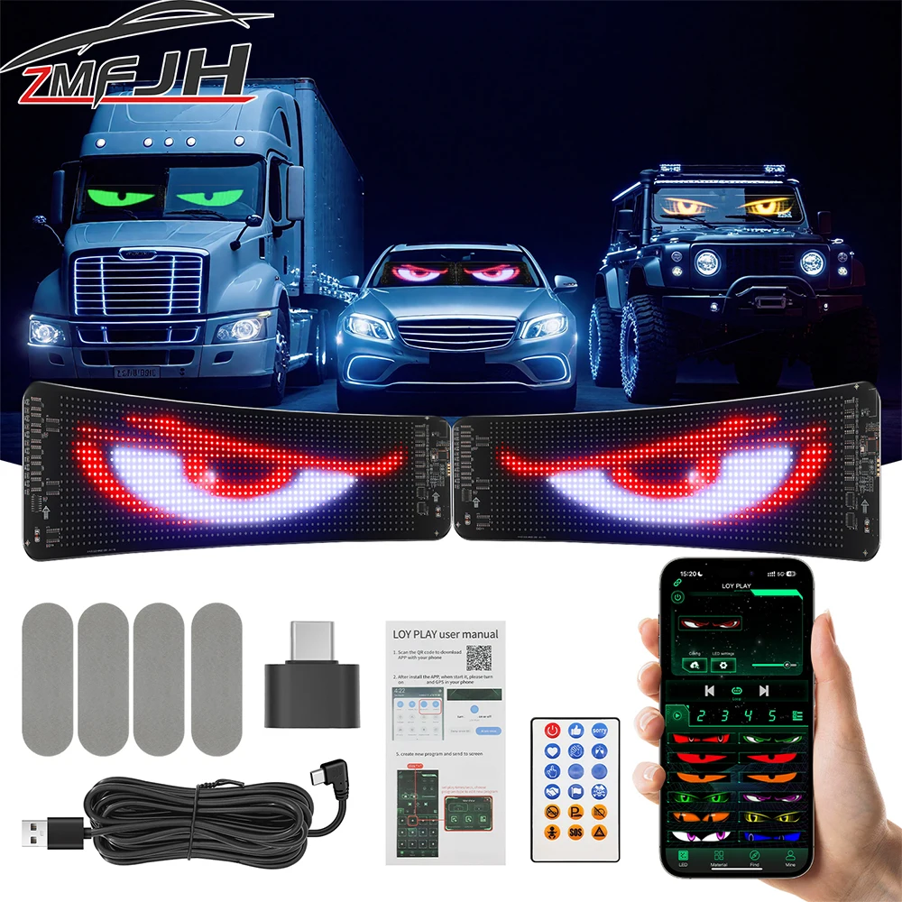 1PC LED Display Screen Pixel Panel Windshield Scrolling Advertising Remote App Control Flexible Screen For Car Truck Panel