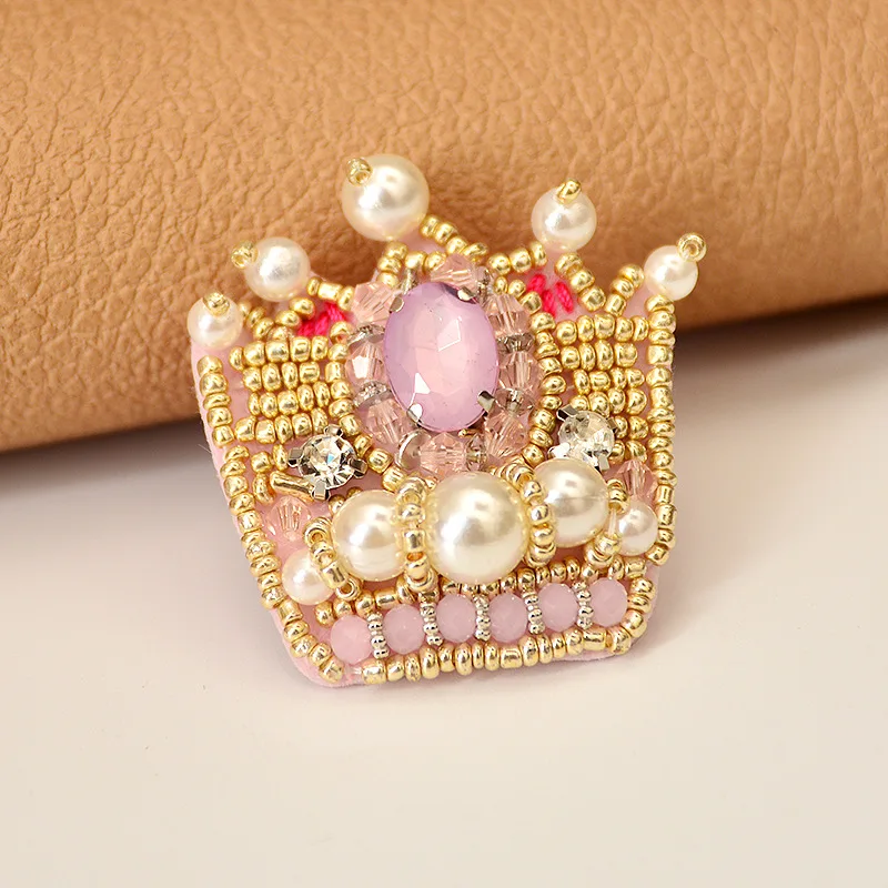 

1PCS Handmade bead diy pearl crown cloth stickers clothing bags decorative shoes and hats accessories patches hair accessories h