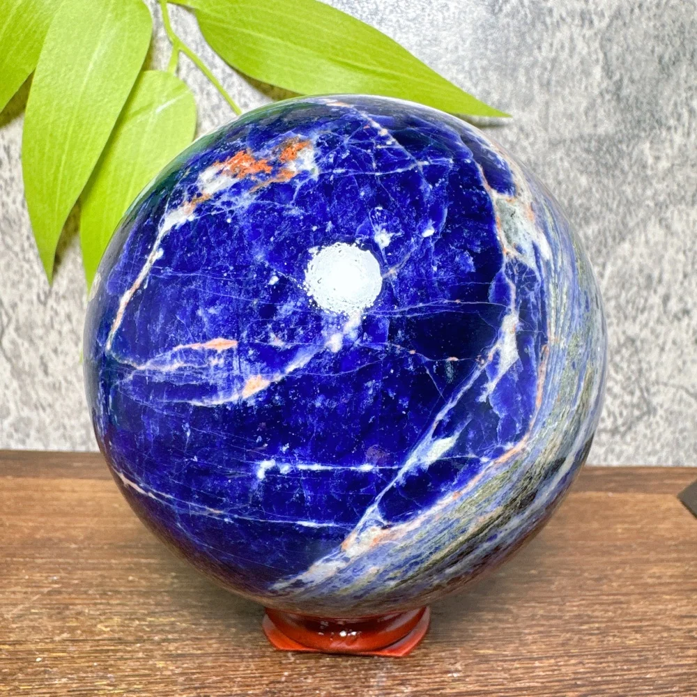 High Quality Natural Crystals Blue Sodalite With Pyrites Sphere Polished Ball Sunset Stone Home Decorations Room Derco+stand
