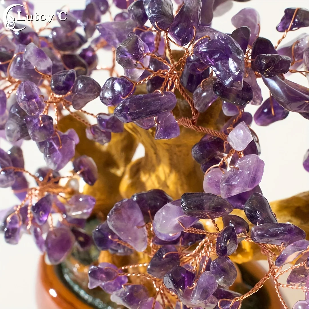 شجرة نقود كريستال جمشت مصنوعة يدويًا، شجرة فنغ شوي مصنوعة يدويًا من الأحجار الكريمة للحماية، زينة ديكور المنزل، هدية للأصدقاء