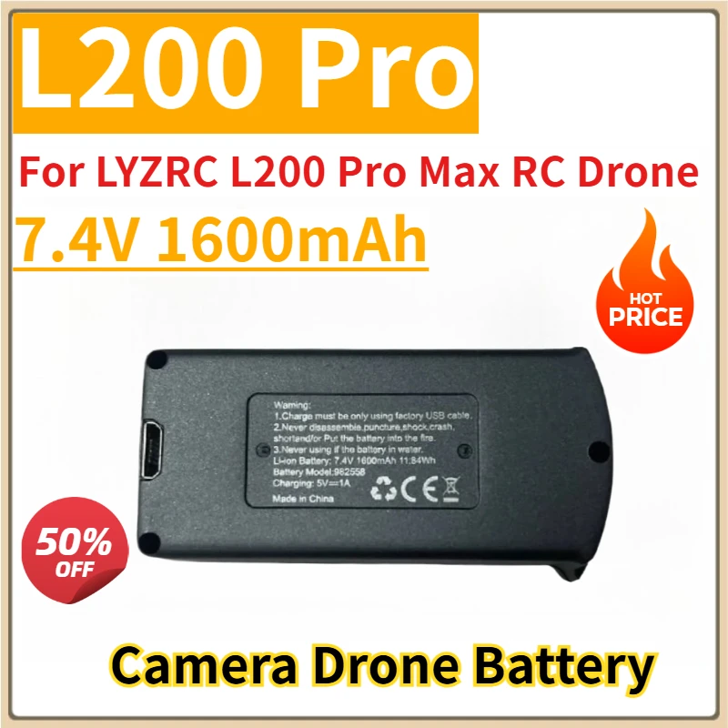 

New Replacement Camera Drone Battery 7.4V 1600mAh L200 Pro for LYZRC L200 Pro Max RC Drone