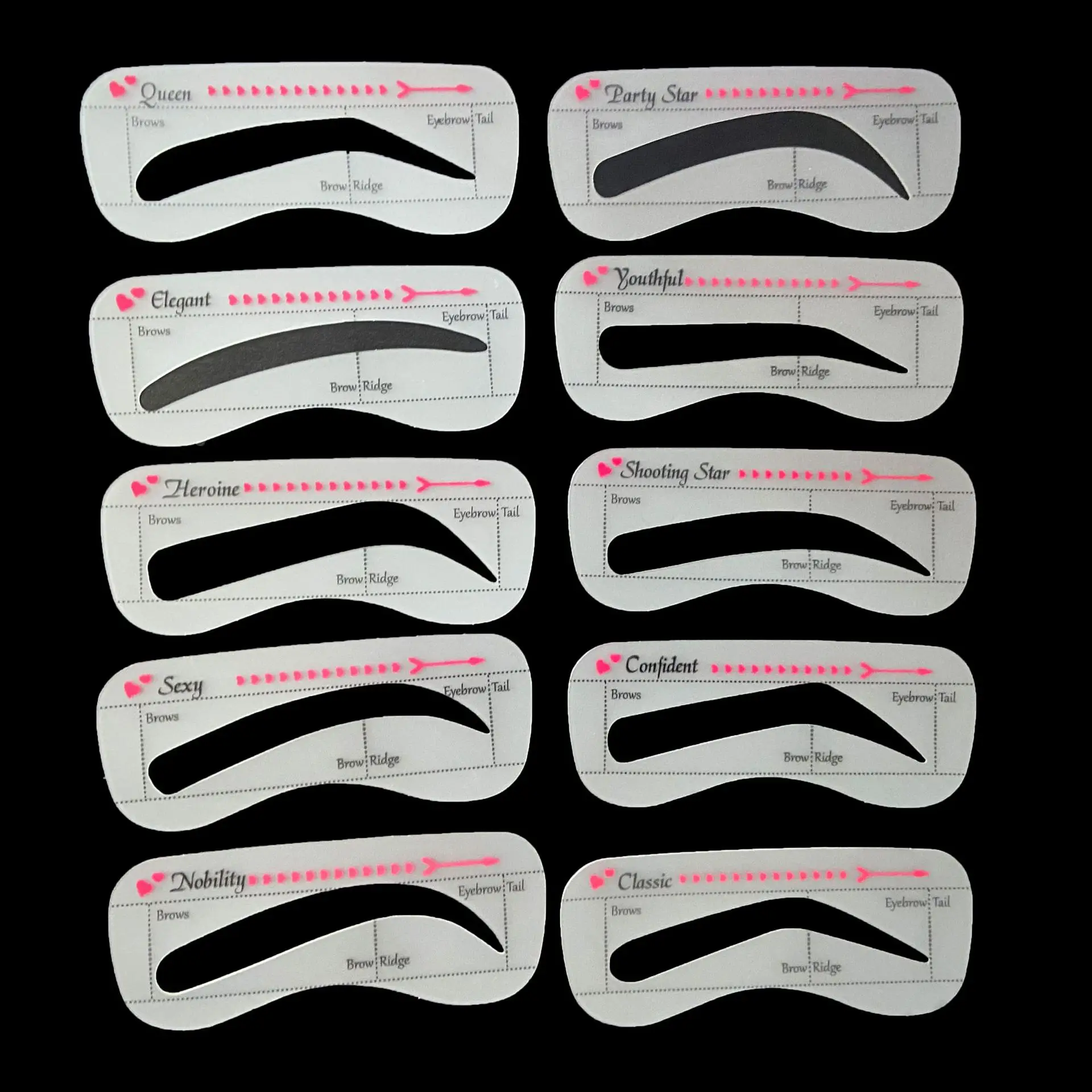 Vrouwen wenkbrauwkaart herbruikbare hoge duurzaamheid wenkbrauw stencil verzorging shaper sjabloon oogmake-up gereedschap stickers