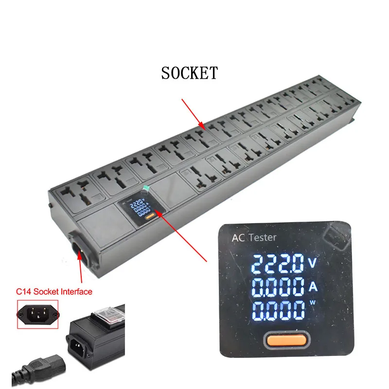 C14 PORT PDU high-power Power Strips Multi hole socket standard SOCKET 18/21 AC Link hole