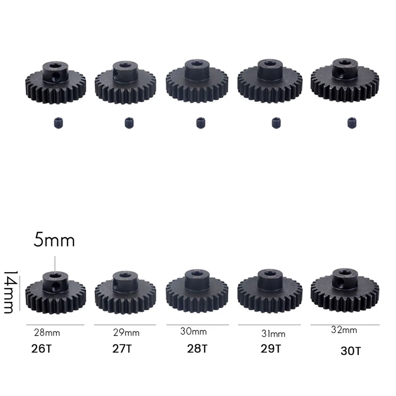 1-częściowa stalowa metalowa przekładnia silnikowa M1 5 mm czarna do modelu samochodu 1/10 Rc Moto 21T