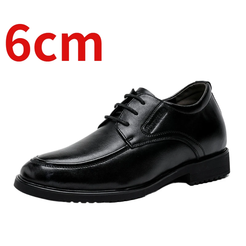 Men's Dress Shoes Increase 8cm Genuine Leather Derby Height-increasing Shoes Comfortable Breathable Groom Wedding Elevator Shoes