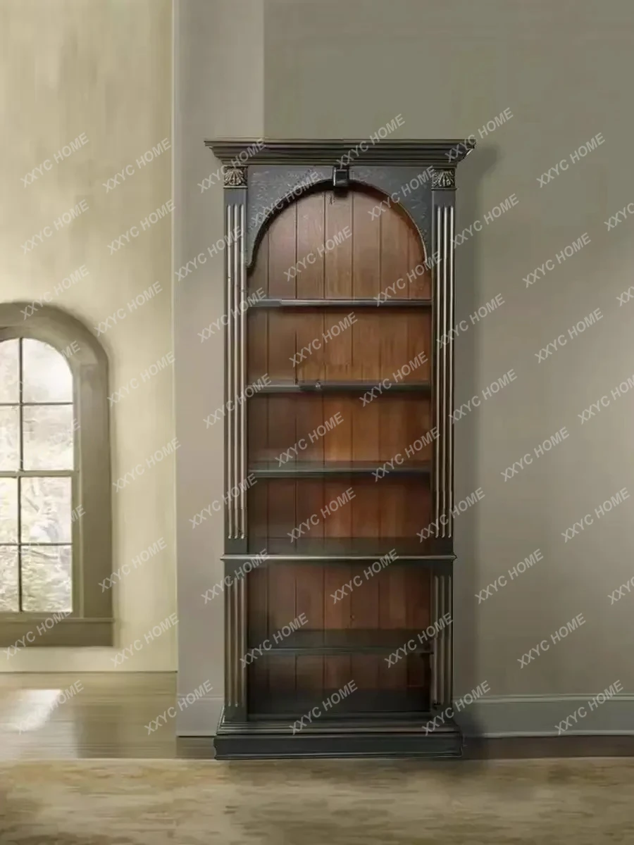 L Country Style Solid Wood Carved Vintage Living Room Storage Cabinet  Antique Display Cabinet