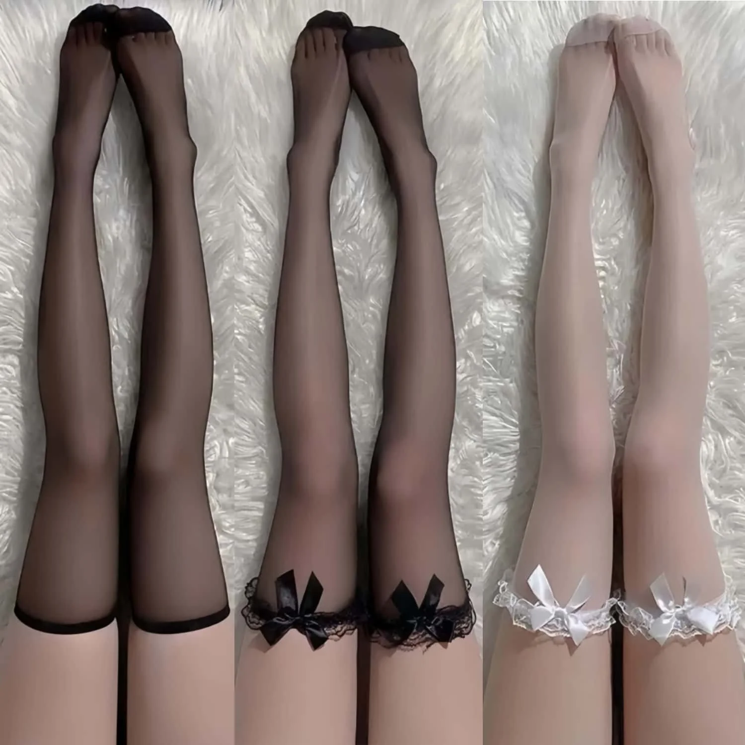 2026new Plus Size Woman Silk Thin Transparent Tight High Black Stockings Ladies Gothic Lolita Girls Elastic Over Knee Long Socks