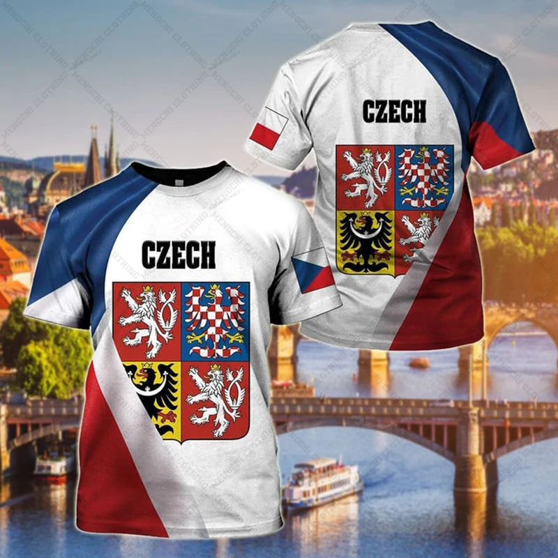 Custom Name Summer Casual Czech Flag Graphic T-shirts Cool Men's Fashion Jersey Soft Short Sleeve Tops Fast Dry Sportswear view 6