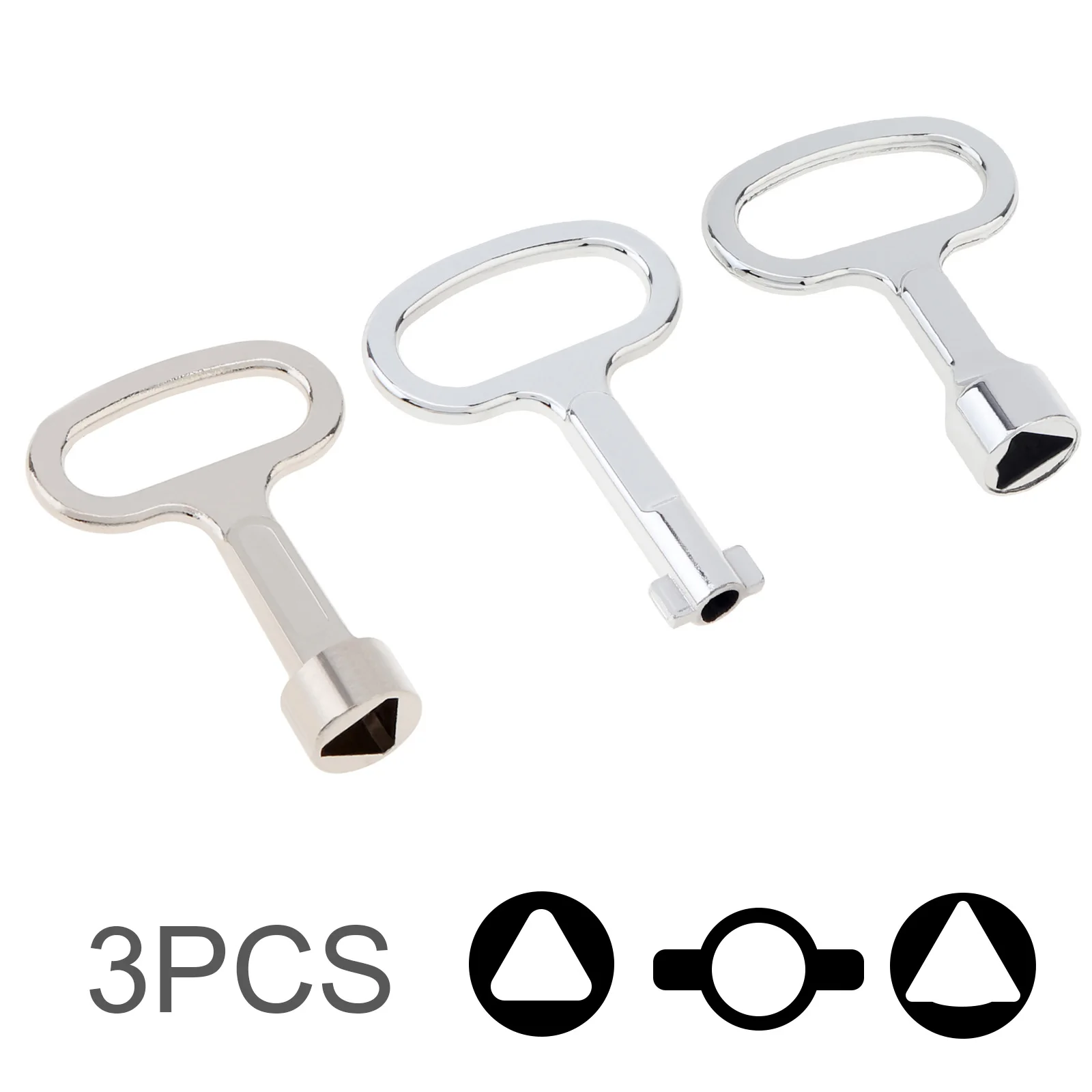 3pcs Plumber Key Wrench for Electric Control Cabinet / Tap Water Valve / Elevator Door with 3 Ports, Small Inner Key Wrench