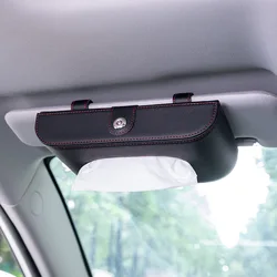 Universal PU Leather Car Tissue Box Cover Sun Visor Chair Back Hanging Type Car Tissue Box Armrest Box Towel Tissue Storage Bag