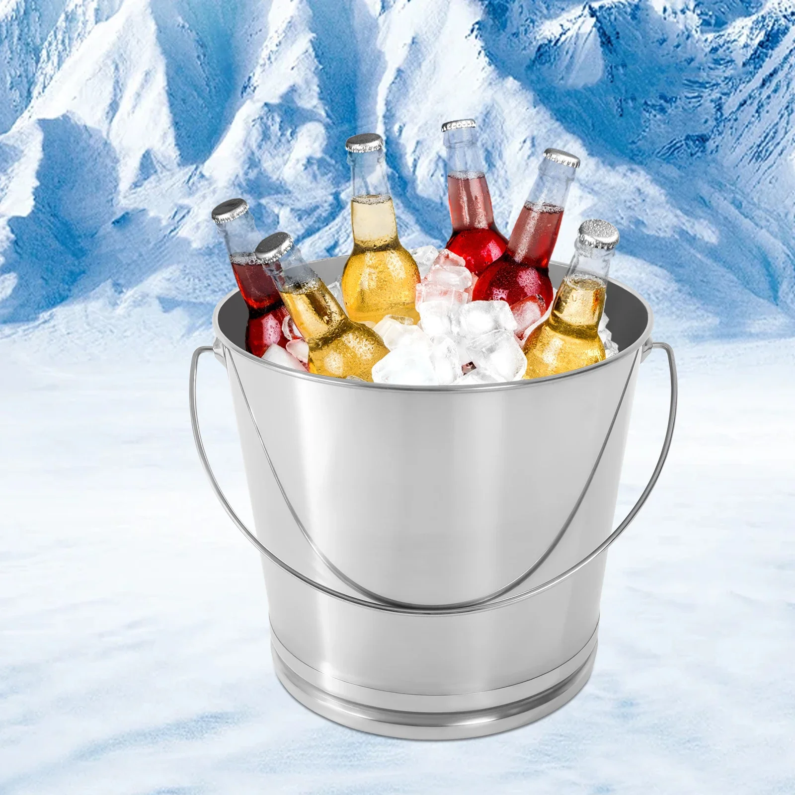 

20L Stainless Steel Milk Pail Bucket W/ Lid - Free Standing 5.28 Gallon Capacity Storage Water Breaker for Farm, Dairy, Brewing